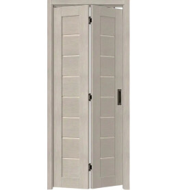 Дверь межкомнатная Браво-22 складная Экошпон, Cream Melinga, остекленная, magic fog, царговая