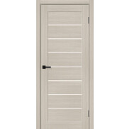 Дверь межкомнатная Браво-22 Экошпон, Cream Melinga, остекленная, magic fog, царговая