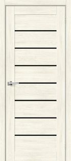 Дверь межкомнатная Браво-22 Экошпон Nordic Oak, остекленная, black shine, без кромки, царговая
