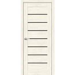 Дверь межкомнатная Браво-22 Экошпон Nordic Oak, остекленная, декор black shine, black shine, кромка нет, царговая