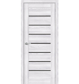 Дверь межкомнатная Браво-22 Экошпон, Riviera Ice, остекленная, black shine, царговая