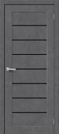 Дверь межкомнатная Браво-22 Экошпон Slate Art, остекленная, декор black shine, black shine, кромка нет, царговая
