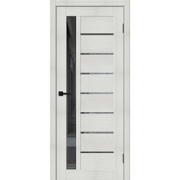 Дверь межкомнатная Браво-27 Экошпон Bianco melinga, остекленная, mirox grey, кромка нет, царговая