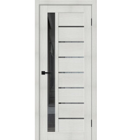 Дверь межкомнатная Браво-27 Экошпон, Bianco melinga, остекленная, mirox grey, царговая