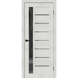 Дверь межкомнатная Браво-27 Экошпон Bianco melinga, остекленная, mirox grey, царговая