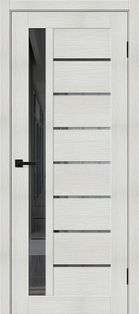 Дверь межкомнатная Браво-27 Экошпон Bianco melinga, остекленная, mirox grey, царговая