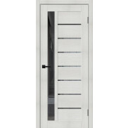 Дверь межкомнатная Браво-27 Экошпон Bianco melinga, остекленная, mirox grey, царговая