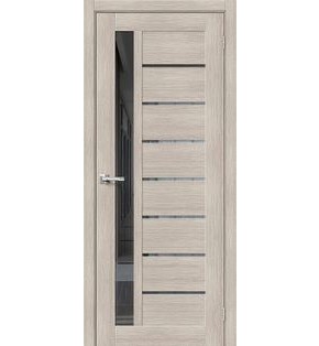Дверь межкомнатная Браво-27 Экошпон, Cappuccino Melinga, остекленная, mirox grey, царговая