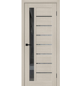 Дверь межкомнатная Браво-27 Экошпон, Cream Melinga, остекленная, mirox grey, царговая