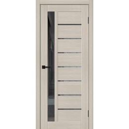 Дверь межкомнатная Браво-27 Экошпон Cream Melinga, остекленная, mirox grey, кромка нет, царговая