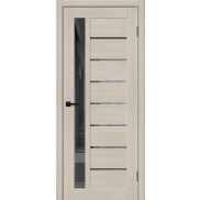 Дверь межкомнатная Браво-27 Экошпон, Cream Melinga, остекленная, mirox grey, царговая