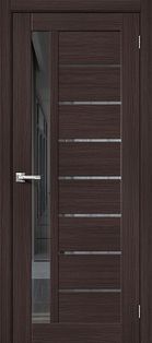 Дверь межкомнатная Браво-27 Экошпон, Wenge Melinga, остекленная, mirox grey, царговая