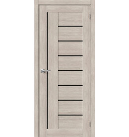 Дверь межкомнатная Браво-29 Экошпон, Cappuccino Melinga, остекленная, black star, царговая