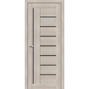 Дверь межкомнатная Браво-29 Экошпон, Cappuccino Melinga, остекленная, black star, царговая