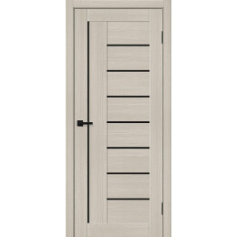 Дверь межкомнатная Браво-29 Экошпон Cream Melinga, остекленная, black shine, кромка нет, царговая