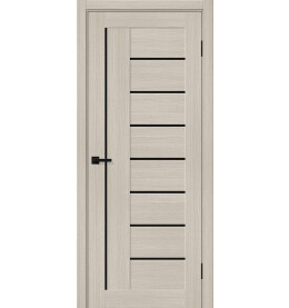 Дверь межкомнатная Браво-29 Экошпон, Cream Melinga, остекленная, black shine, царговая