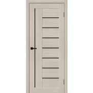 Дверь межкомнатная Браво-29 Экошпон, Cream Melinga, остекленная, black shine, царговая