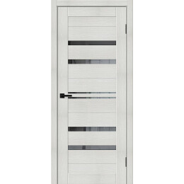 Дверь межкомнатная Браво-30 Экошпон Bianco melinga, остекленная, mirox grey, кромка нет, царговая