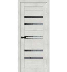 Дверь межкомнатная Браво-30 Экошпон, Bianco melinga, остекленная, mirox grey, царговая