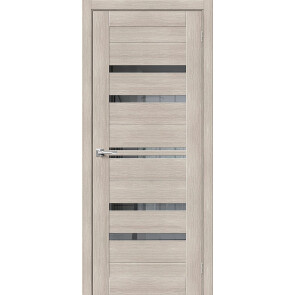 Дверь межкомнатная Браво-30 Экошпон, Cappuccino Melinga, остекленная, mirox grey, царговая