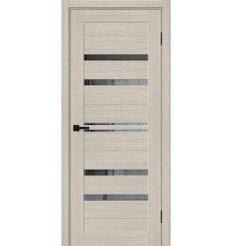 Дверь межкомнатная Браво-30 Экошпон, Cream Melinga, остекленная, mirox grey, царговая