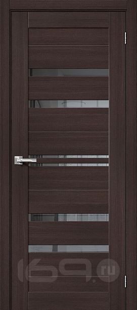 Дверь межкомнатная Браво-30 Экошпон, Wenge Melinga, остекленная, mirox grey, царговая