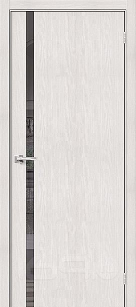 Дверь межкомнатная Браво-1.55 Экошпон Bianco Veralinga, остекленная, mirox grey, каркасно-щитовая