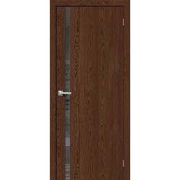 Дверь межкомнатная из эко шпона «Браво-1.55» Brown Dreamline остекление зеркало в цвете "графит"