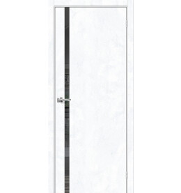 Дверь межкомнатная Браво-1.55 Экошпон, Snow Art, остекленная, mirox grey, каркасно-щитовая