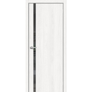 Дверь межкомнатная Браво-1.55 Экошпон White Dreamline, остекленная, mirox grey, каркасно-щитовая