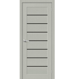 Дверь межкомнатная Браво-22 Экошпон, Grey Wood, остекленная, black star, царговая