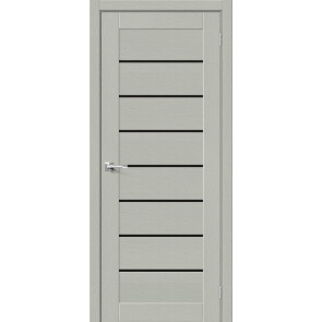Дверь межкомнатная Браво-22 Экошпон Grey Wood, остекленная, black star, царговая