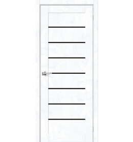 Дверь межкомнатная Браво-22 Экошпон, Snow Art, остекленная, black star, царговая