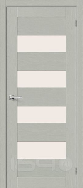 Дверь межкомнатная Браво-23 Экошпон Grey Wood, остекленная, magic fog, без кромки, царговая