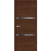 Дверь межкомнатная Браво-2.55 Экошпон Brown Skyline, остекленная, mirox grey, кромка abs, каркасно-щитовая