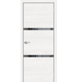 Дверь межкомнатная Браво-2.55 Экошпон, White Skyline, остекленная, mirox grey, каркасно-щитовая