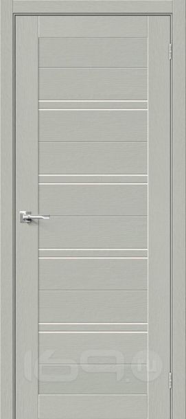 Дверь межкомнатная Браво-28 Экошпон Grey Wood, остекленная, magic fog, без кромки, царговая