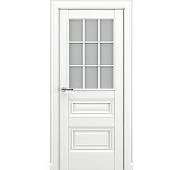 Дверь межкомнатная «Ампир АК В1» Белый матовый остекление Сатинато