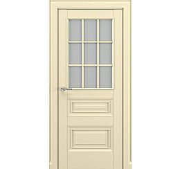 Дверь межкомнатная «Ампир АК В1» Матовый кремовый остекление Сатинато