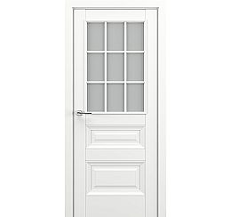Дверь межкомнатная «Ампир АК В2» Белый матовый остекление Сатинато