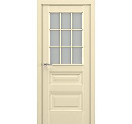 Дверь межкомнатная «Ампир АК В2» Матовый кремовый остекление Сатинато