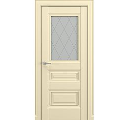 Дверь межкомнатная «Ампир В1 (ромб)» Матовый кремовый остекление Сатинато