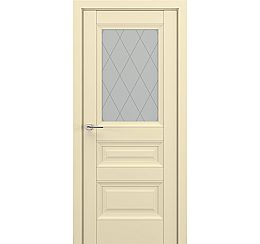 Дверь межкомнатная «Ампир В2 (ромб)» Матовый кремовый остекление Сатинато