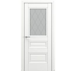 Дверь межкомнатная «Ампир В3 (ромб)» Белый матовый остекление Сатинато