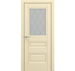 Дверь межкомнатная «Ампир В3 (ромб)» Матовый кремовый остекление Сатинато