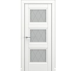 Дверь межкомнатная «Гранд В1 (ромб)» Белый матовый остекление Сатинато