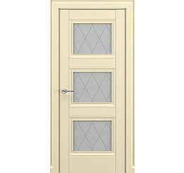 Дверь межкомнатная «Гранд В1 (ромб)» Матовый кремовый остекление Сатинато