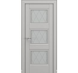 Дверь межкомнатная «Гранд В1 (ромб)» Серый матовый new остекление Сатинато
