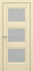 Дверь межкомнатная «Гранд В2 (ромб)» Матовый кремовый остекление Сатинато