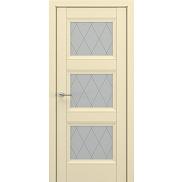 Дверь межкомнатная «Гранд В2 (ромб)» Матовый кремовый остекление Сатинато